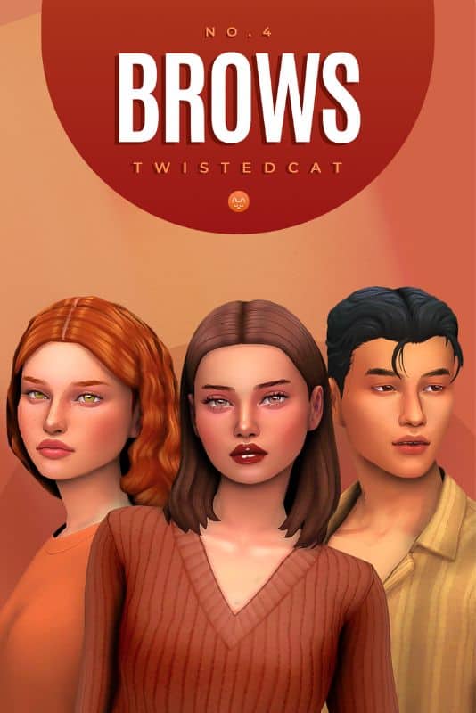 orange color themed picture of three sims