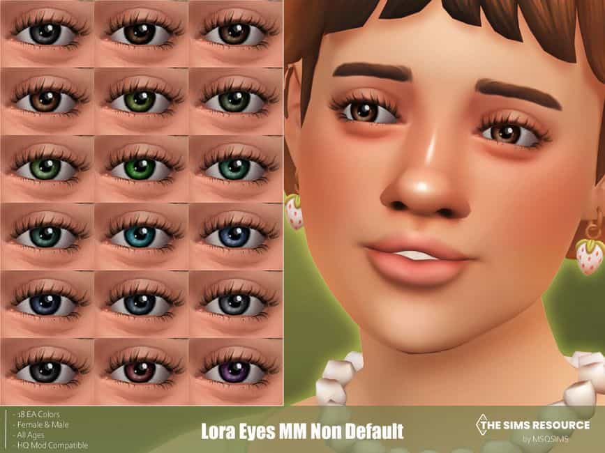 set various colored reflective eyes for sims 4
