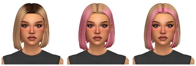 same hairstyle in three variations for sim woman