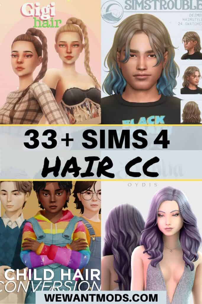 sims 4 hair cc pinterest pin