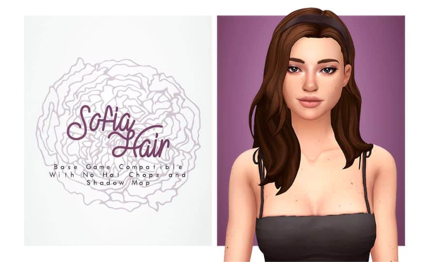 long brown-haired sim woman