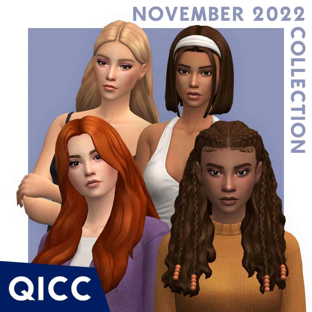 closeup shot of four sims girls posing