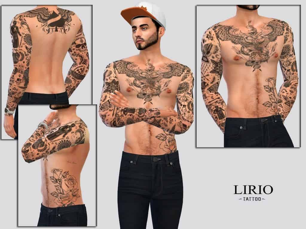 male chest and sleeve tattoos