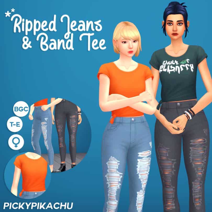 sims girls in ripped jeans