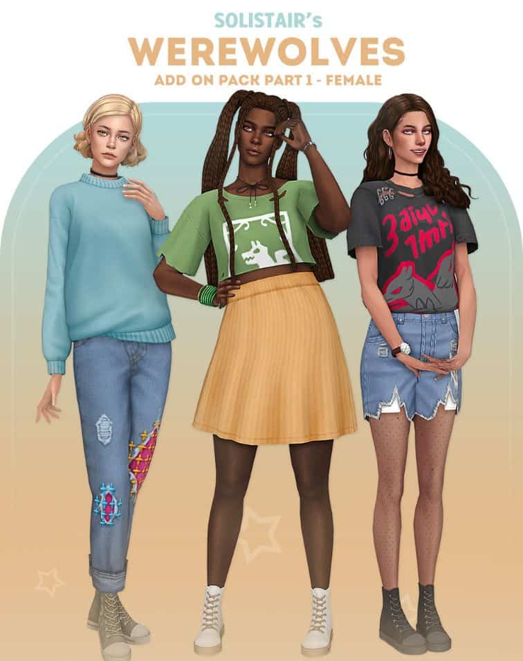 sims teens in casual wear