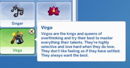 sims 4 virgo zodiac trait