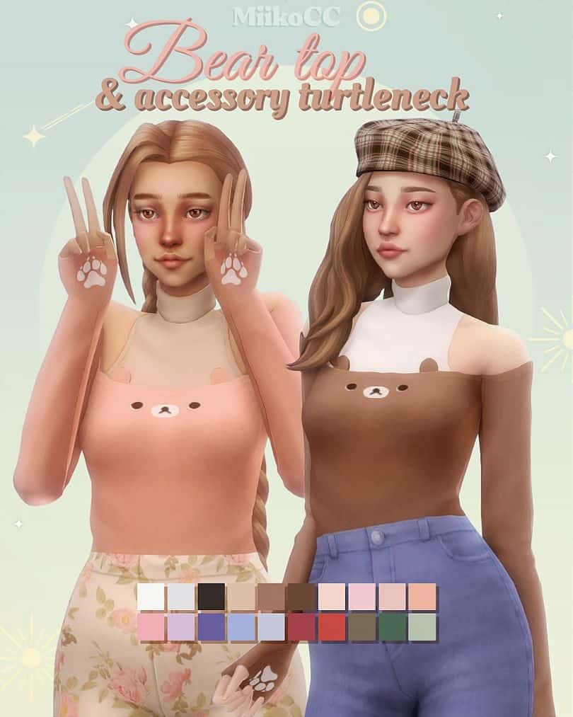 sims 4 teens in bear top