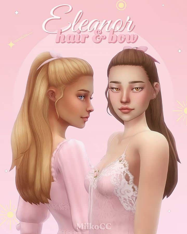 long-haired sim girls posing