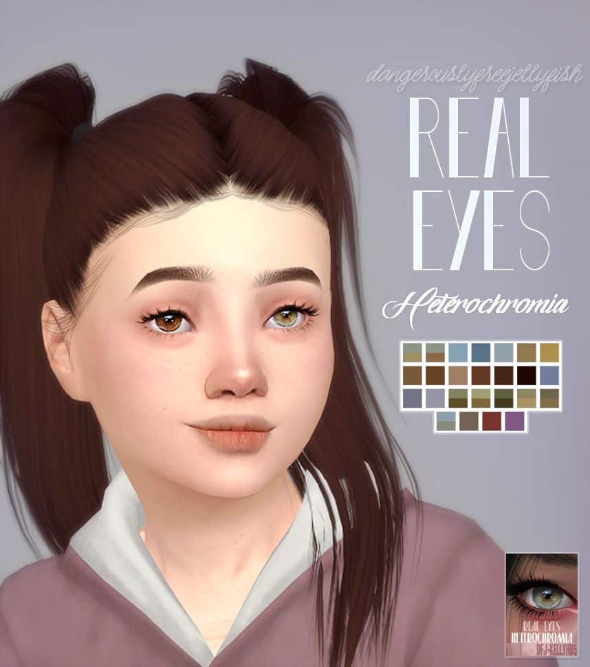 sim child with realistic heterochromia eyes