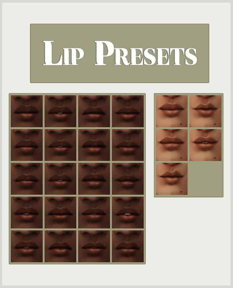 collection of sims 4 lip presets