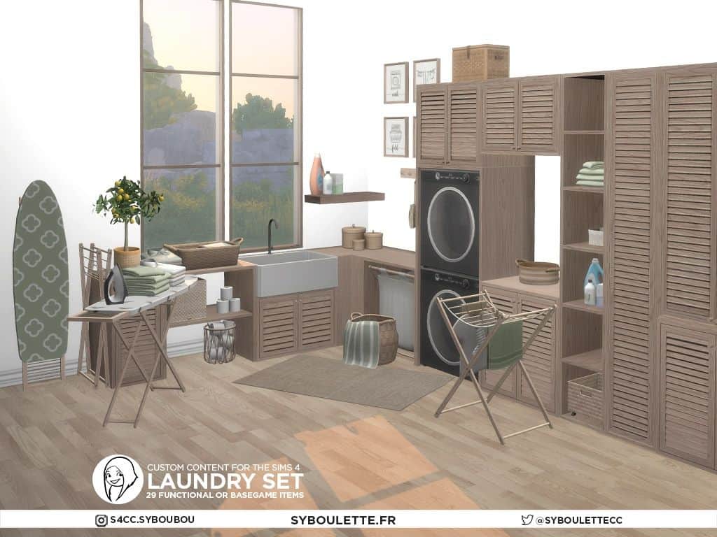 laundry room wooden cabinets