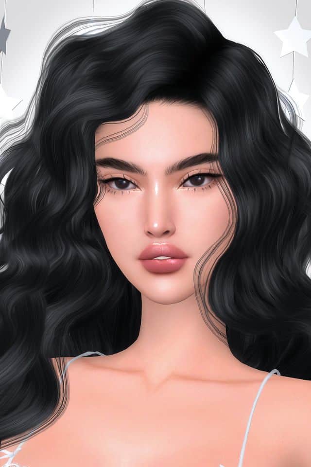 asian female sim with heavy lower lips