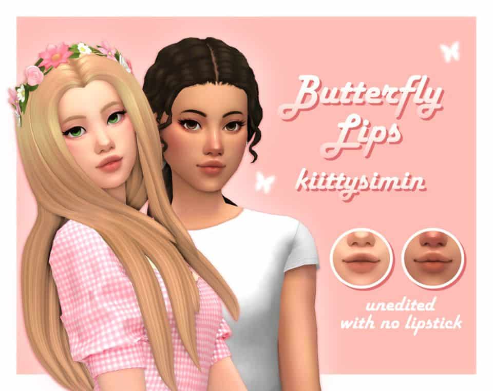 two young female sims with rounded lips