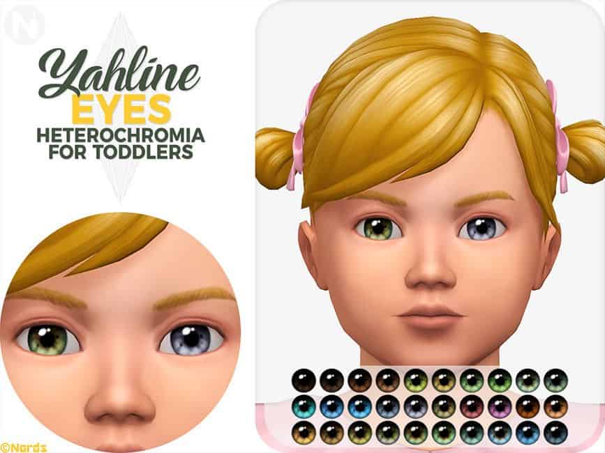 toddler with heterochromia eyes with color options