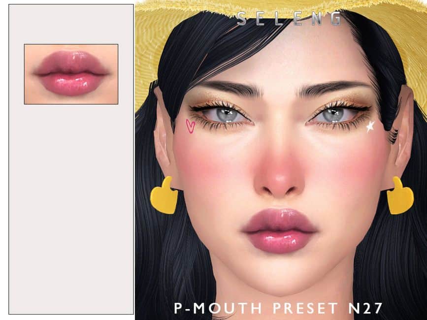 female sims with glossy full upper lip