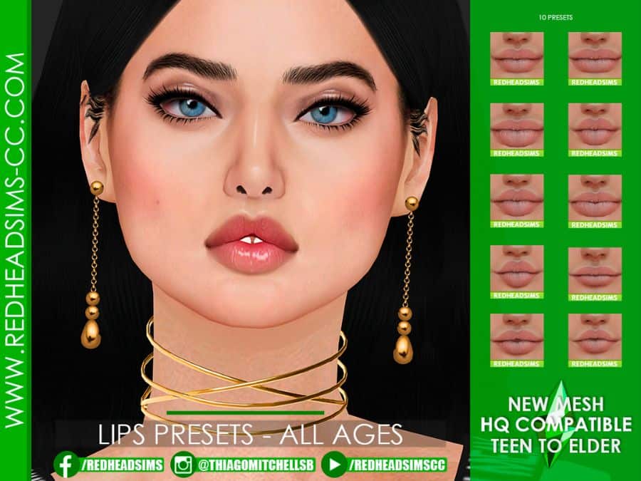 collage of sims 4 lip presets