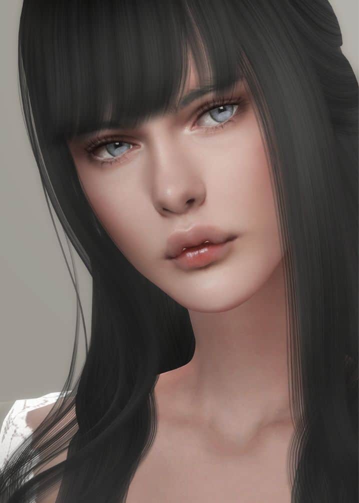 female sim with heart shapes lips