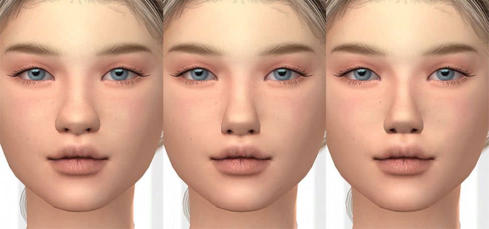 3 image collage of female sim with squared noses