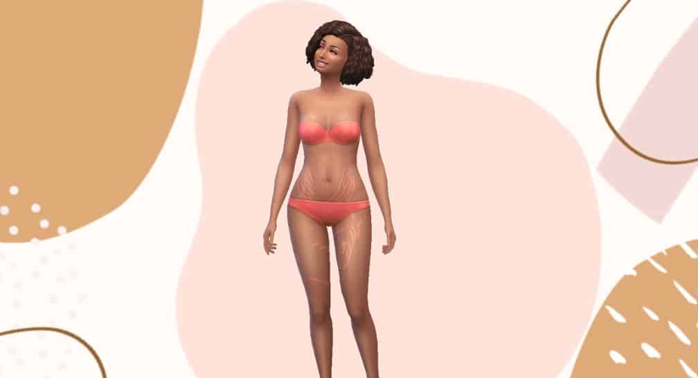 female sims in CAS with body stretch marks