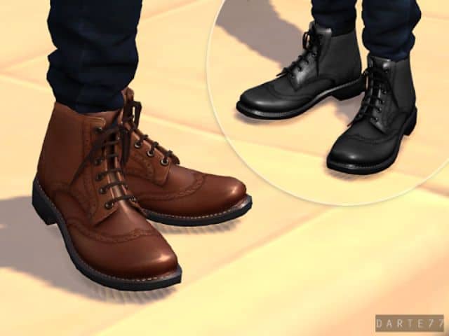 black and brown leather boots