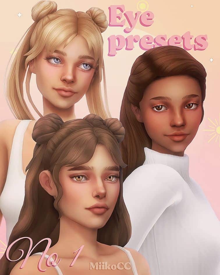 female trio of sims 4 eye presets