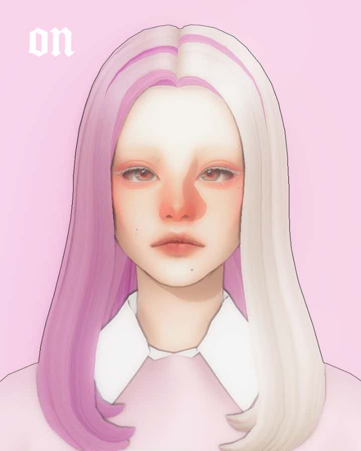 portrait white and purpled-hair sim girl