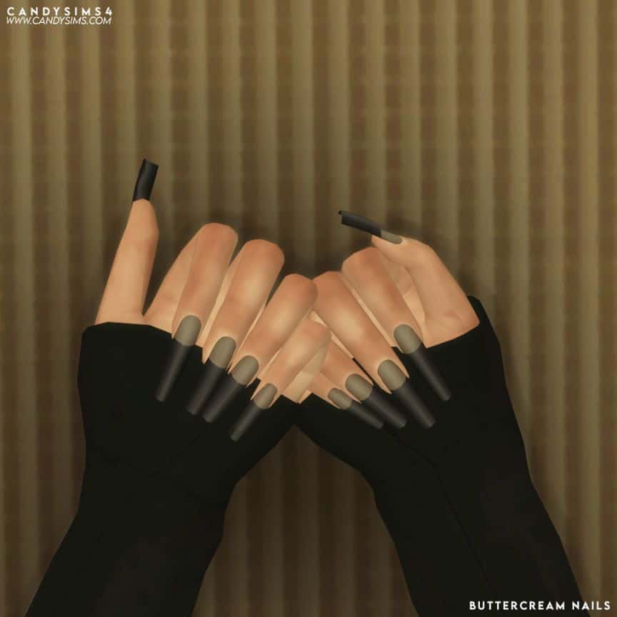 long nails with black tips