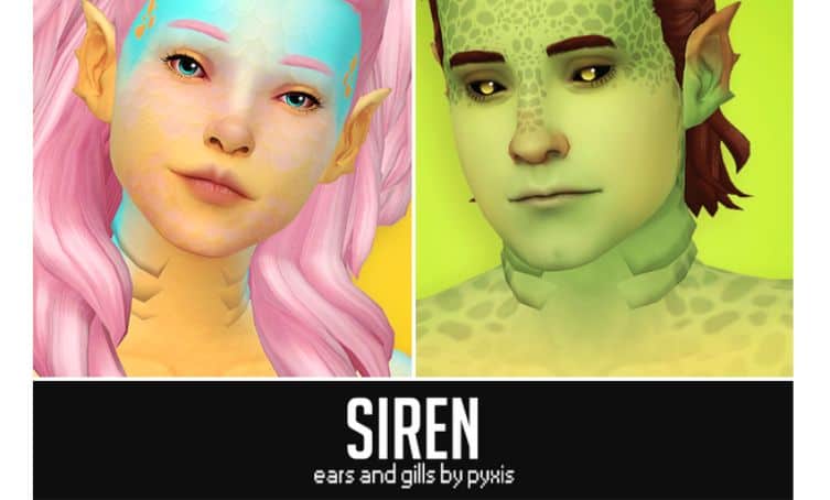 mermaid ears & gills on two sims