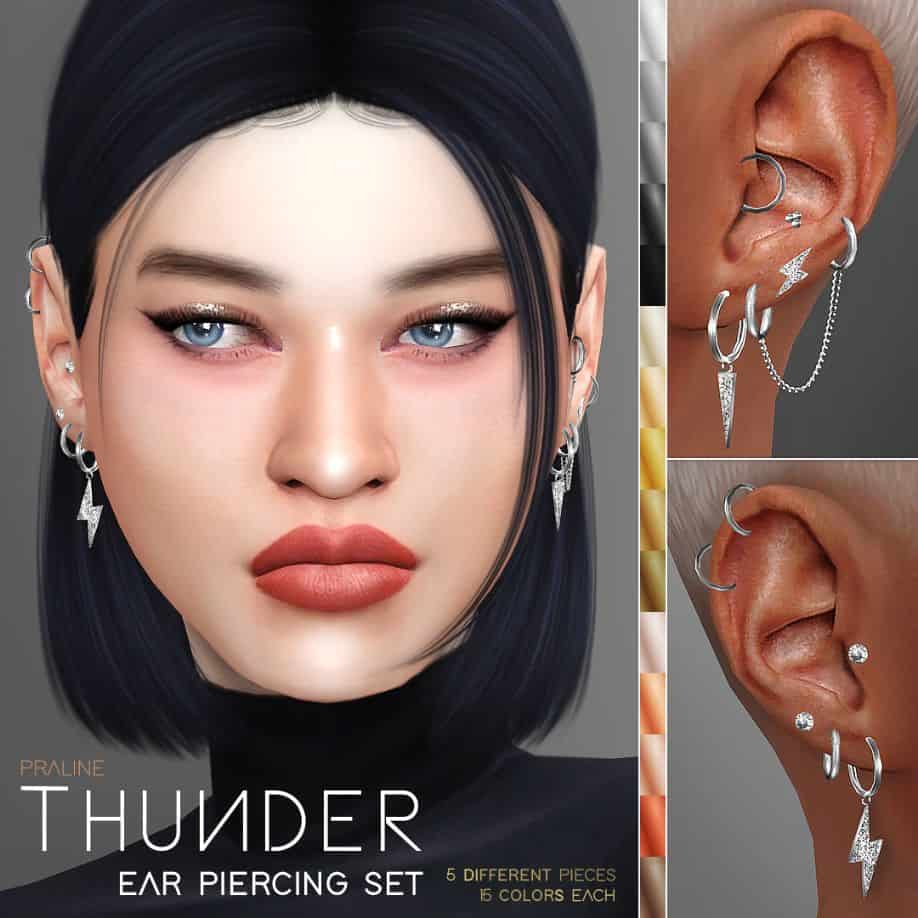 collage thunder-shaped earrings for sims