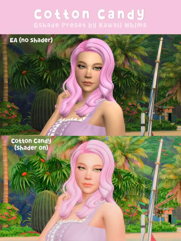 collage pink haired sim with preset shader