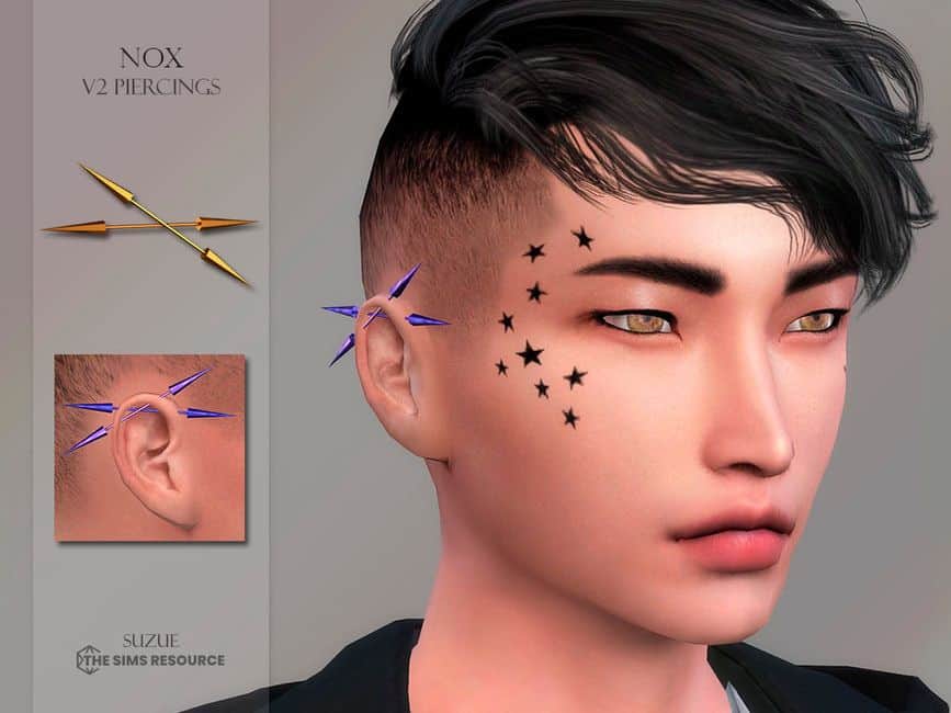 helix piercings on sim man