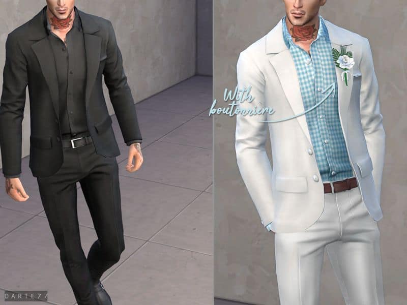 men's wedding suit in both black and white