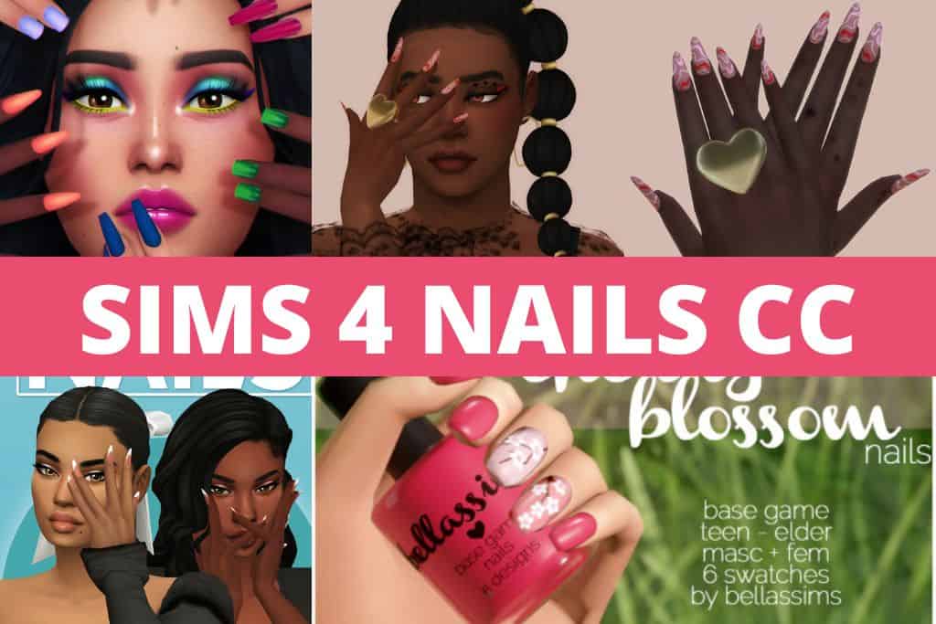 sims 4 nails cc collage