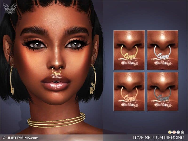sim woman with love word nose ring