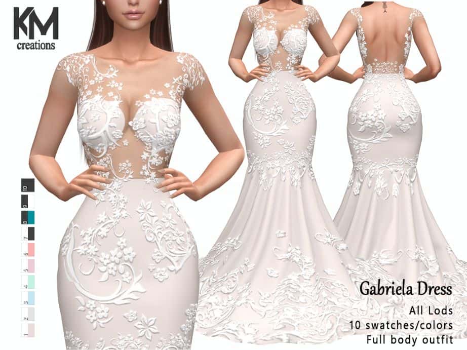 sims 4 laced form fitting wedding dress