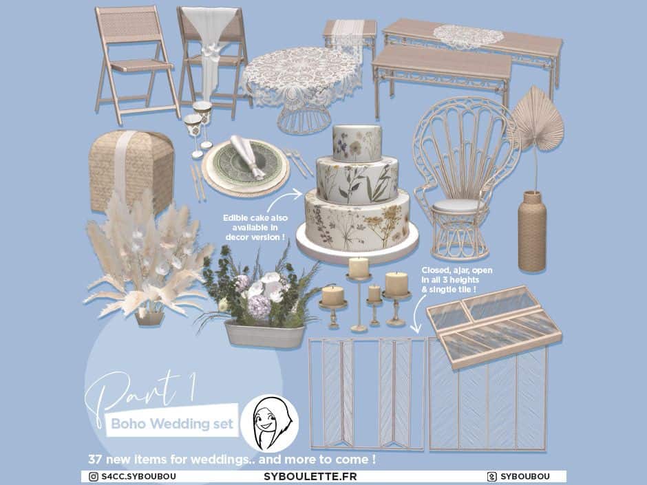 sims 4 boho wedding set