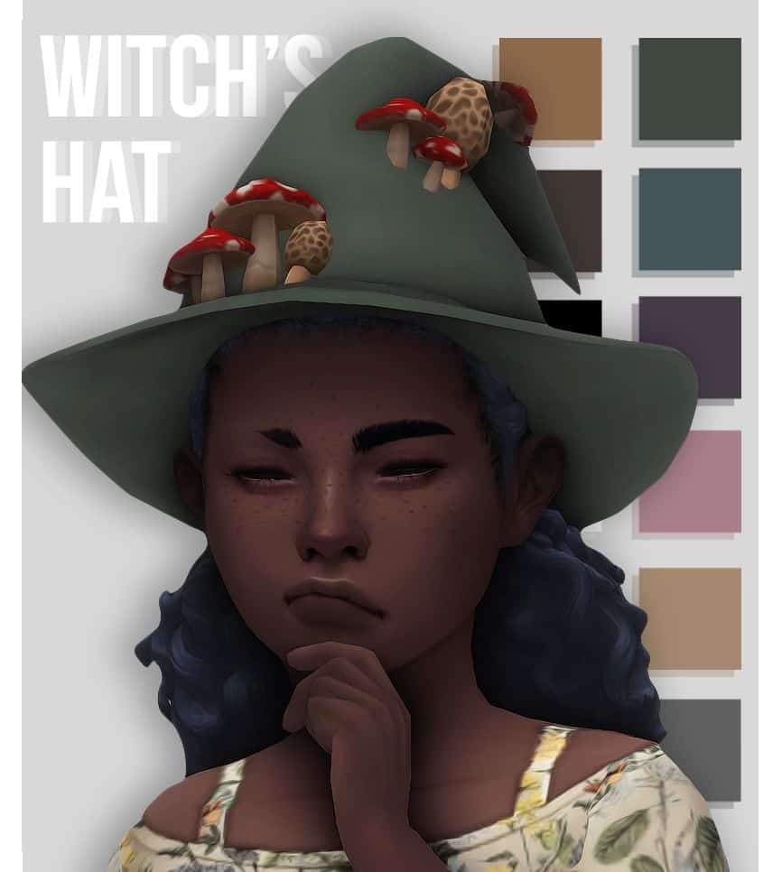 sim woman wearing witch hat
