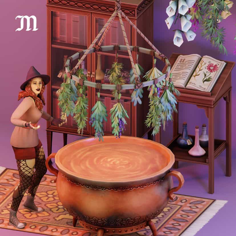 sim witch home decoration cauldron spellbook