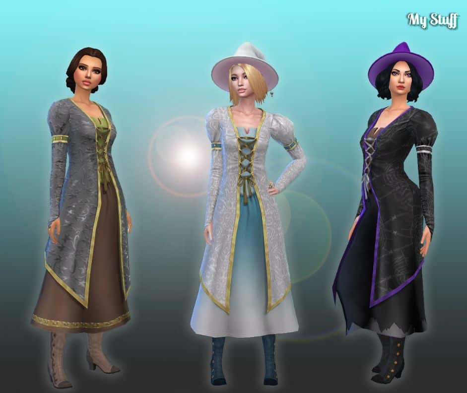 three female sim witches posing