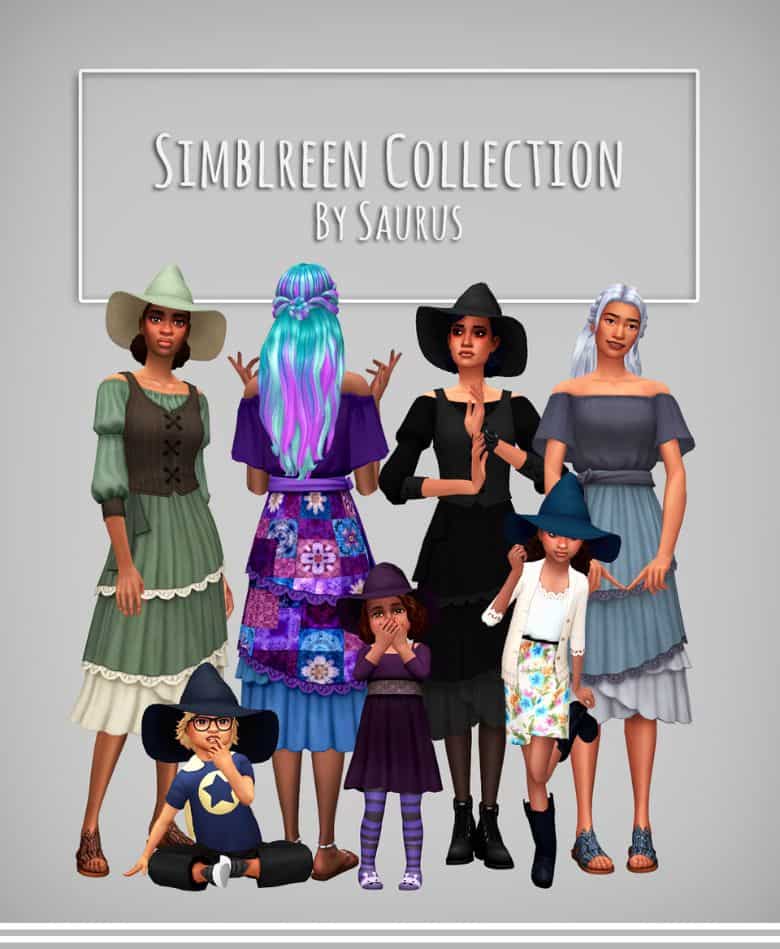 group sims 4 witches in different outfits