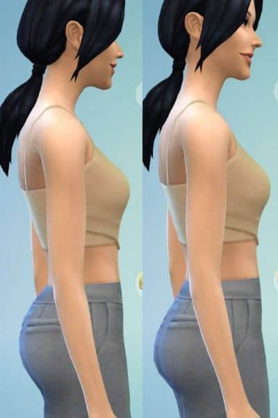 collage side view sim woman differerent butt