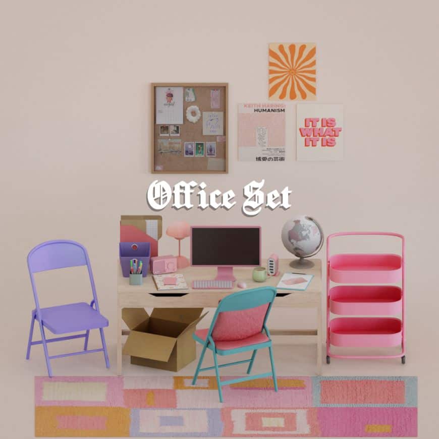 colorful teen office cc set