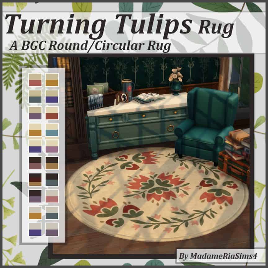 rustic rug with tulips