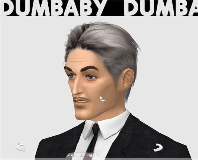 disdaining suited sim man with gray hair