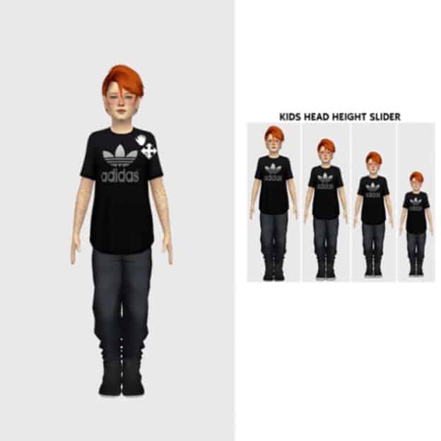 collage sim kid in various height sizes