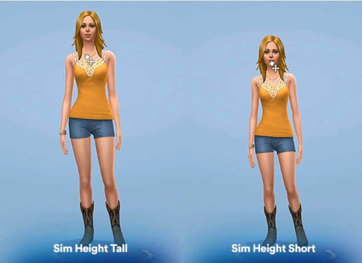 collage sim woman on yellow top and shorts