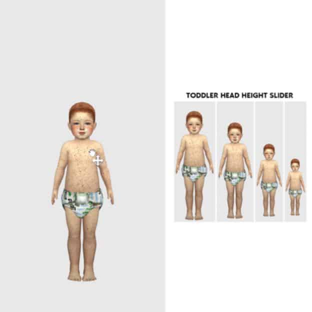 collage sim toddler in various height sizes