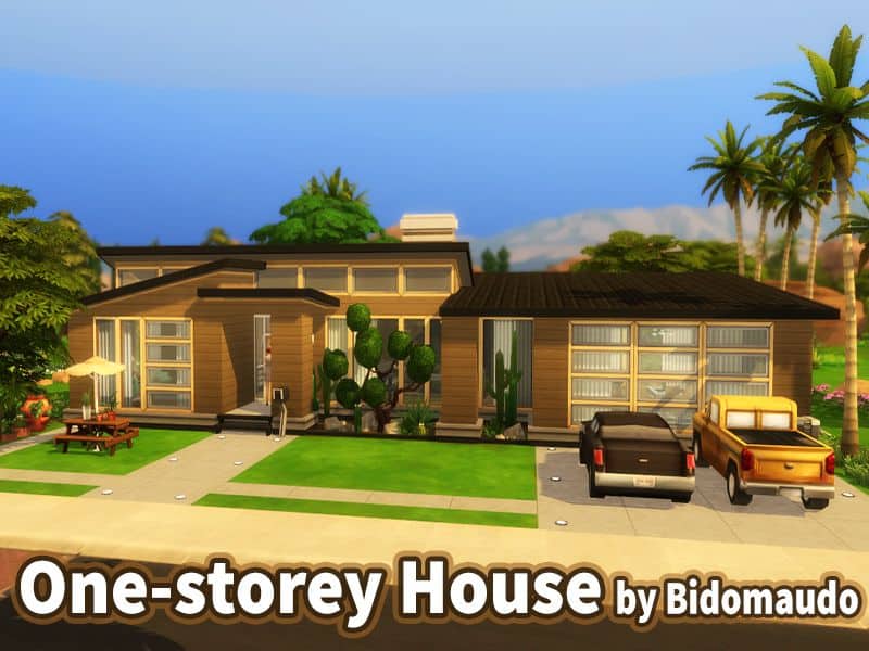 brown sims 4 one-story house