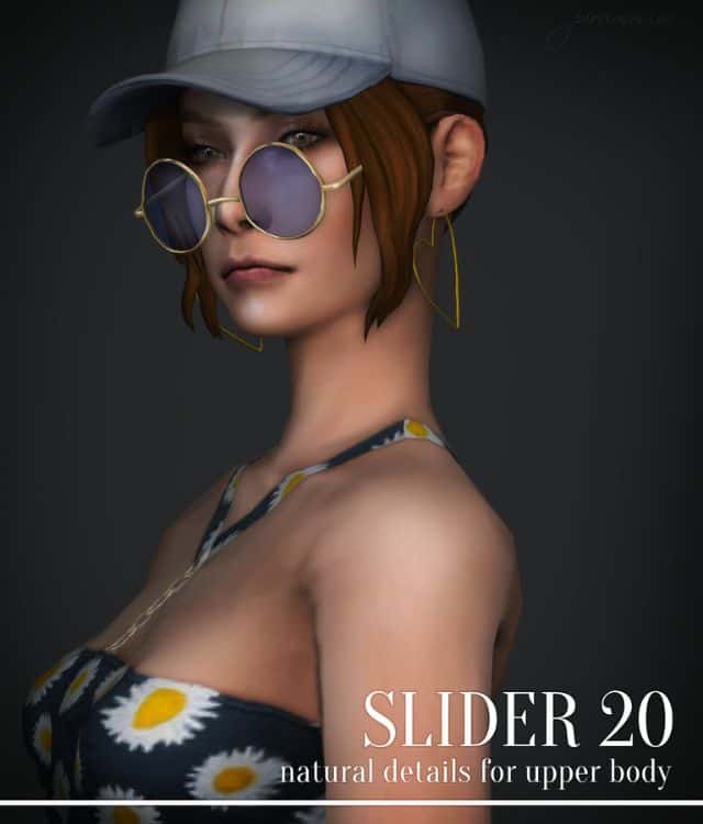 side view sim woman with round sunglasses