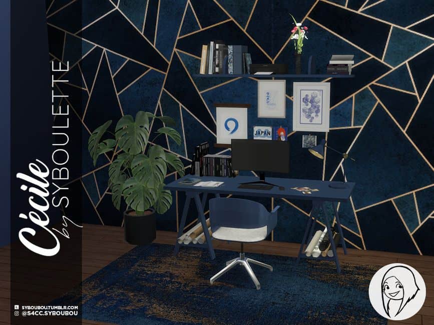 dark blue sims 4 office cc